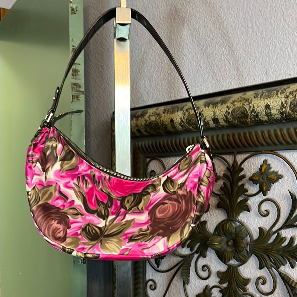 Kate Spade Pink and Brown Shoulder Bag with Botanical Print
